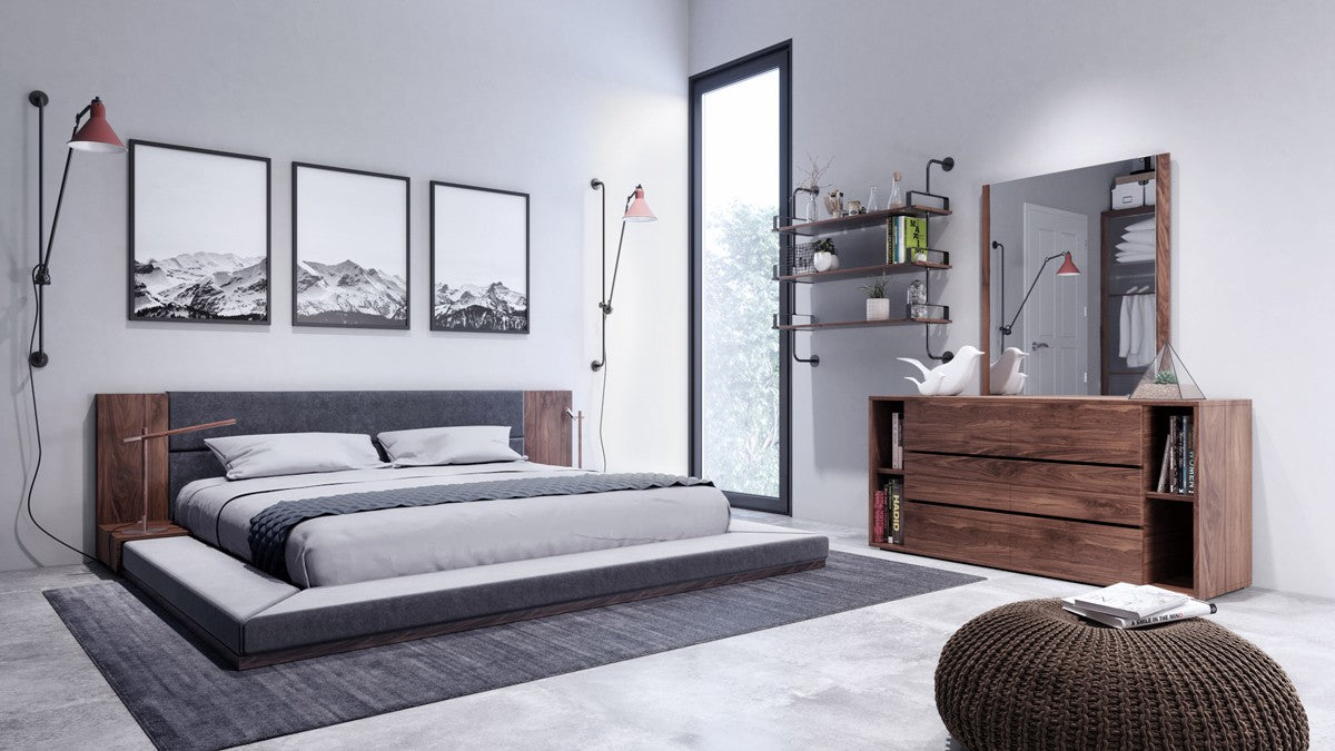 VIG Furniture - Nova Domus Jagger Modern Dark Grey & Walnut Bed - VGMABR-55-BED - GreatFurnitureDeal