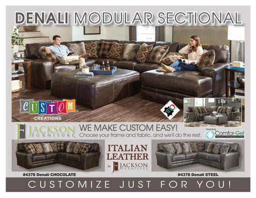 Jackson Furniture - Denali 4 Piece Sectional Sofa with 50" Cocktail Ottoman in Steel - 4378-62-72-30-28-STEEL - GreatFurnitureDeal