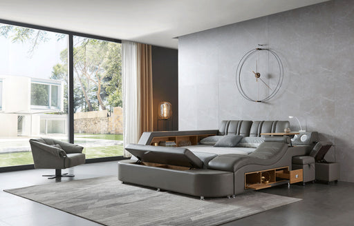 ESF Furniture - Tesla Queen Bed in Dark Grey - TESLA-QS - GreatFurnitureDeal