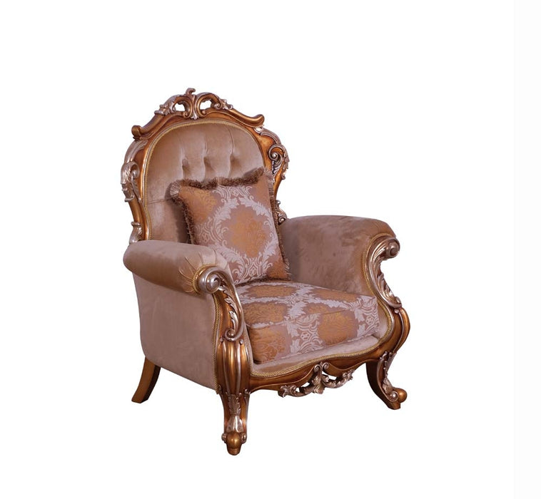 European Furniture - Tiziano II 3 Piece Luxury Living Room Set in Light Gold & Antique Silver - 38996-SLC - GreatFurnitureDeal