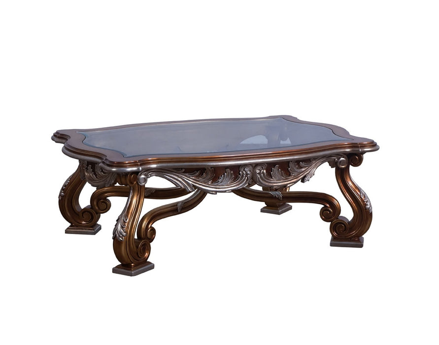 European Furniture - Tiziano II 3 Piece Luxury Occasional Table Set in Light Gold & Antique Silver - 38996-CT-ST - GreatFurnitureDeal