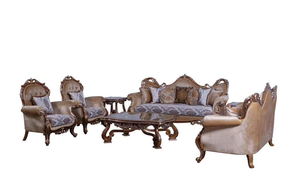 European Furniture - Tiziano II 3 Piece Luxury Living Room Set in Light Gold & Antique Silver - 38996-SLC - GreatFurnitureDeal