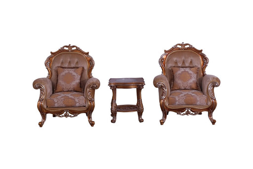 European Furniture - Tiziano II Luxury Chair in Light Gold & Antique Silver - Set of 2 - 38996-2C