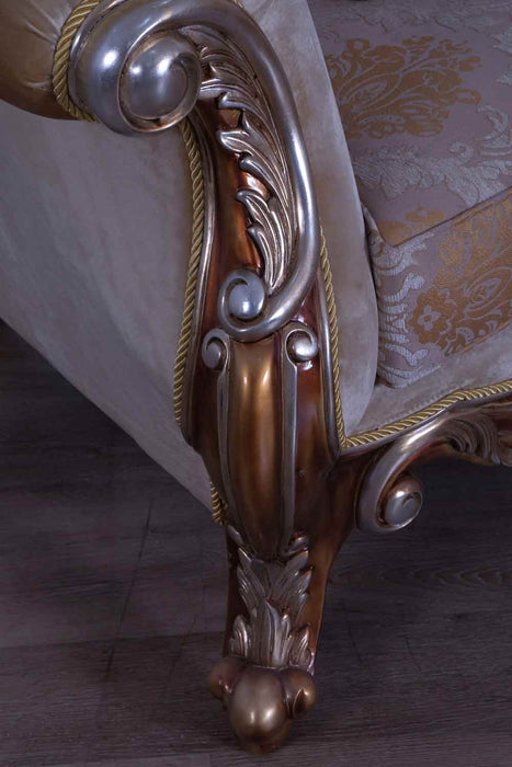 European Furniture - Tiziano II Luxury Sofa in Light Gold & Antique Silver - 38996-S