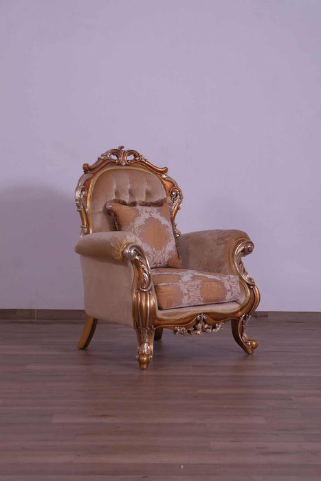 European Furniture - Tiziano II Luxury Chair in Light Gold & Antique Silver - 38996-C