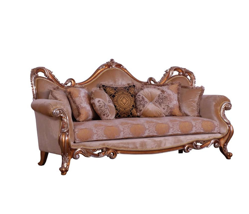 European Furniture - Tiziano II 2 Piece Luxury Sofa Set in Light Gold & Antique Silver - 38996-SL - GreatFurnitureDeal