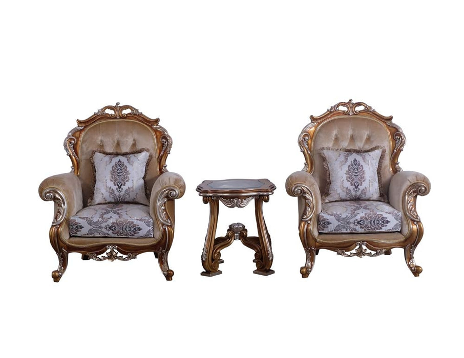 European Furniture - Tiziano II Luxury Chair in Light Gold & Antique Silver - 38996-C