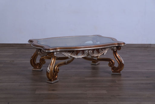 European Furniture - Tiziano II Luxury Coffee Table in Light Gold & Antique Silver - 38996-CT - GreatFurnitureDeal