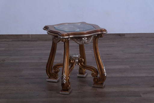 European Furniture - Tiziano II Luxury Side Table in Light Gold & Antique Silver - 38996-ET - GreatFurnitureDeal
