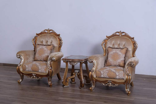 European Furniture - Tiziano II 2 Piece Luxury Sofa Set in Light Gold & Antique Silver - 38996-SC - GreatFurnitureDeal