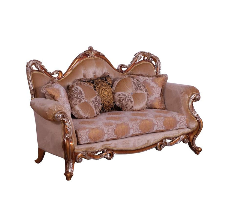 European Furniture - Tiziano II Luxury Loveseat in Light Gold & Antique Silver - 38996-L