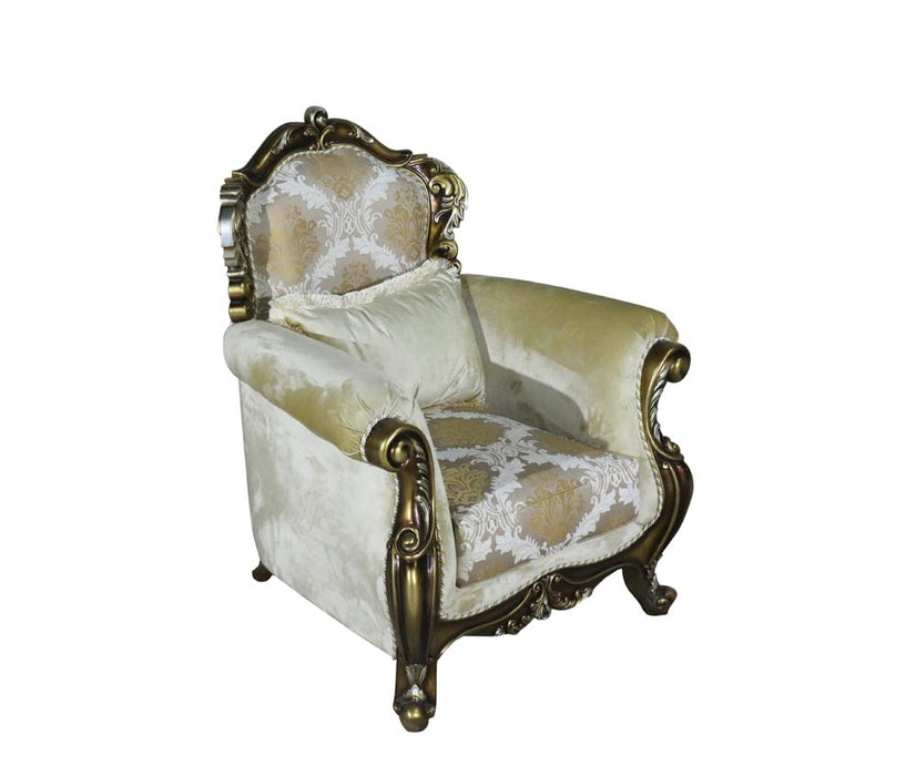 European Furniture - Tiziano 2 Piece Luxury Sofa Set in Gold & Antique Silver - 38994-SC - GreatFurnitureDeal