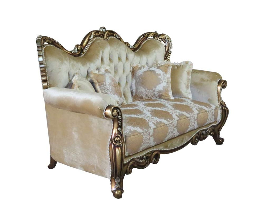 European Furniture - Tiziano Luxury Loveseat in Gold & Antique Silver - 38994-L