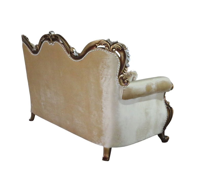 European Furniture - Tiziano Luxury Loveseat in Gold & Antique Silver - 38994-L