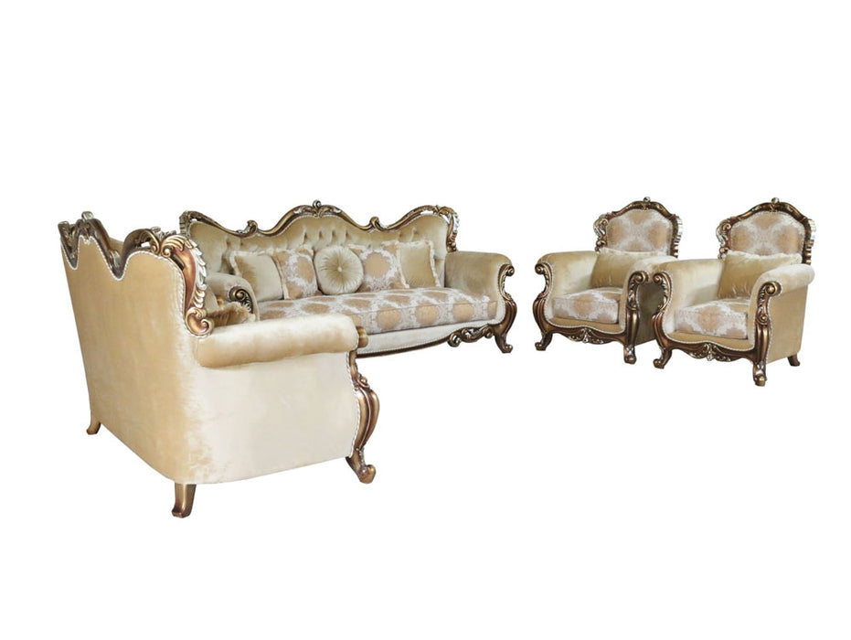 European Furniture - Tiziano 2 Piece Luxury Sofa Set in Gold & Antique Silver - 38994-SC - GreatFurnitureDeal