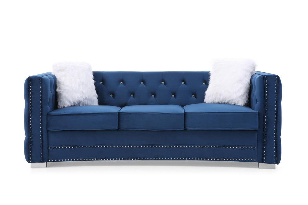 Myco Furniture - Toulouse Sofa, Blue Velvet - TL3040-S