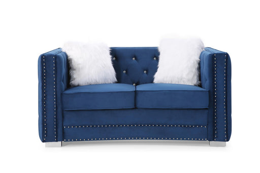 Myco Furniture - Toulouse Loveseat, Blue Velvet - TL3040-L - GreatFurnitureDeal