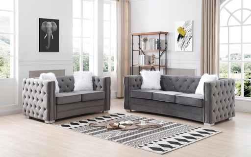 Myco Furniture - Toulouse Loveseat, Gray Velvet - TL3041-L - GreatFurnitureDeal