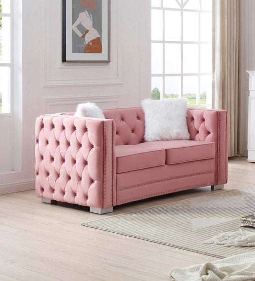 Myco Furniture - Toulouse Loveseat, Pink Velvet - TL3042-L - GreatFurnitureDeal