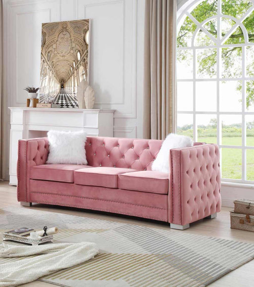 Myco Furniture - Toulouse Sofa, Pink Velvet - TL3042-S - GreatFurnitureDeal