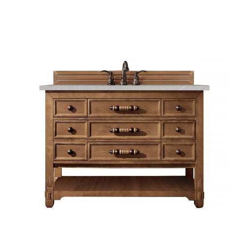 James Martin Furniture - Malibu 48" Single Vanity Cabinet, Honey Alder, w- 3 CM Eternal Serena Quartz Top - 500-V48-HON-3ESR - GreatFurnitureDeal
