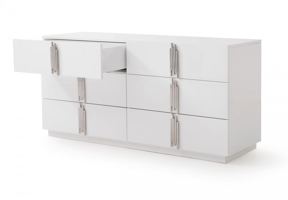 VIG Furniture - Modrest Token - Modern White & Stainless Steel Dresser - VGVCJ815-WHT-DRS