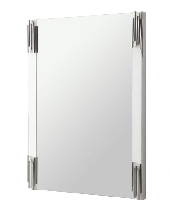 VIG Furniture - Modrest Token - Modern White & Stainless Steel Mirror - VGVCJ815-WHT-MIR