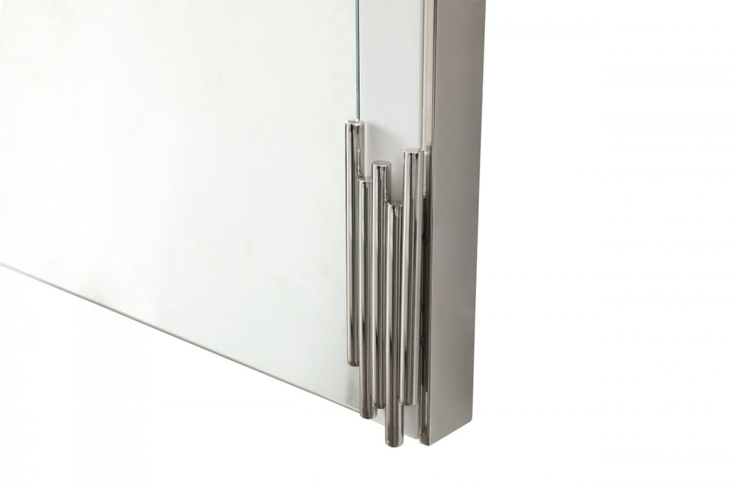 VIG Furniture - Modrest Token - Modern White & Stainless Steel Mirror - VGVCJ815-WHT-MIR