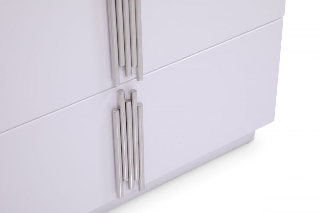 VIG Furniture - Modrest Token - Modern Glossy White & Stainless Steel Chest - VGVCJ815-5H-WHT-3-3 - GreatFurnitureDeal