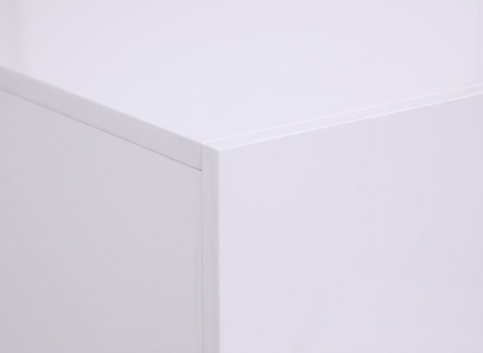 VIG Furniture - Modrest Token - Modern Glossy White & Stainless Steel Chest - VGVCJ815-5H-WHT-3-3