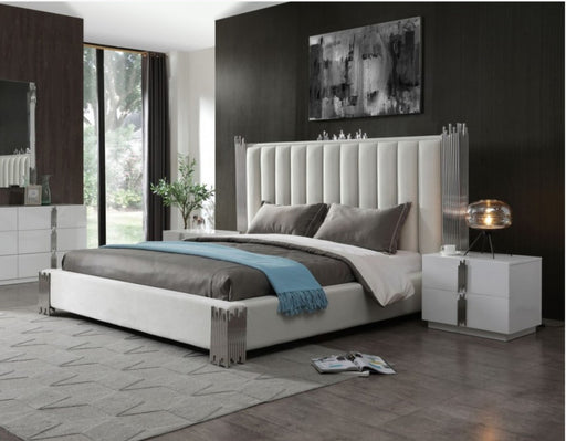 VIG Furniture - Modrest Token 3 Piece Bedroom Set in Cream - VGVCBD815-WHT-BED-2NS-SET - GreatFurnitureDeal