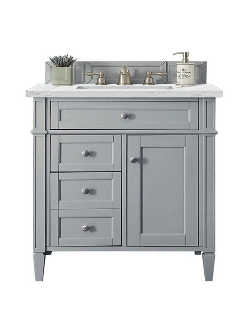 James Martin Furniture - Brittany 30" Single Vanity, Urban Gray, w/ 3 CM Ethereal Noctis Quartz Top - 650-V30-UGR-3ENC - GreatFurnitureDeal