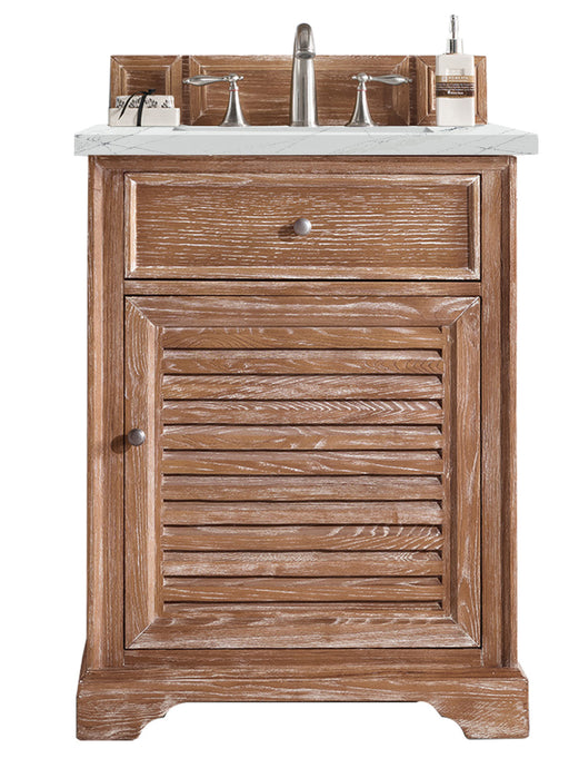 James Martin Furniture - Savannah 26" Single Vanity Cabinet, Driftwood, w/ 3 CM Ethereal Noctis Quartz Top - 238-104-V26-DRF-3ENC - GreatFurnitureDeal