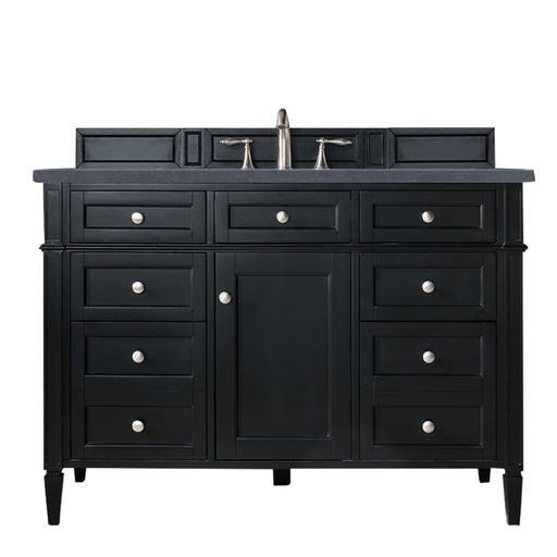 James Martin Furniture - Brittany 48" Black Onyx Single Vanity w- 3 CM Charcoal Soapstone Quartz Top - 650-V48-BKO-3CSP - GreatFurnitureDeal