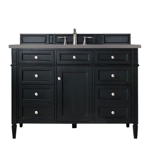 James Martin Furniture - Brittany 48" Black Onyx Single Vanity w- 3 CM Grey Expo Quartz Top - 650-V48-BKO-3GEX - GreatFurnitureDeal