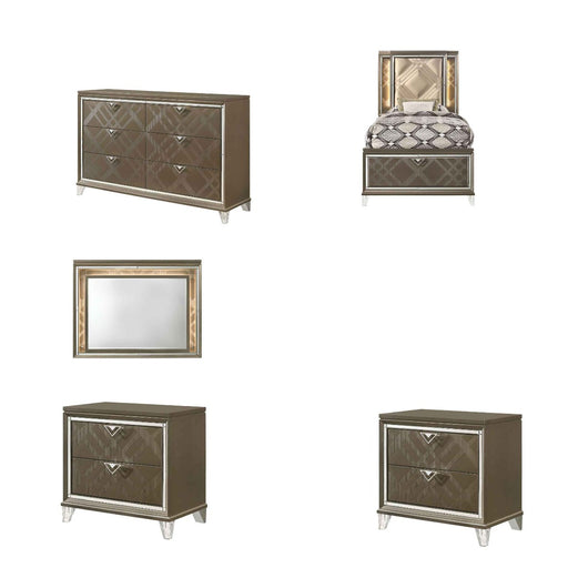 Acme Furniture - Skylar 5 Piece Full Bedroom Set w-Storage In Dark Champagne - 25335F-5SET - GreatFurnitureDeal