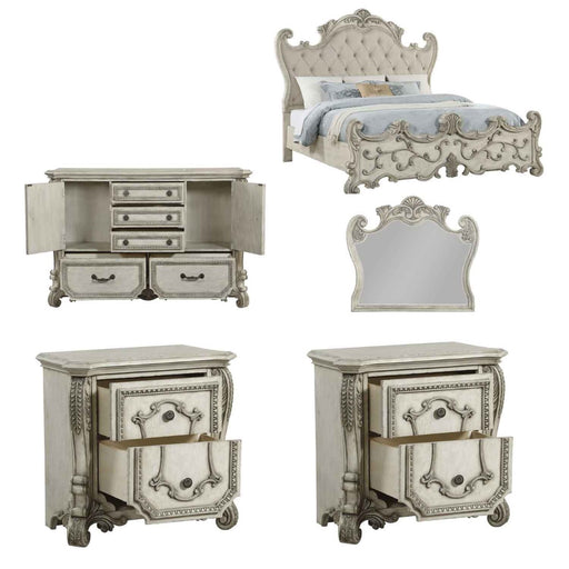 Acme Furniture - Braylee 5 Piece California King Bedroom Set  In Antique White - 27174CK-5SET - GreatFurnitureDeal