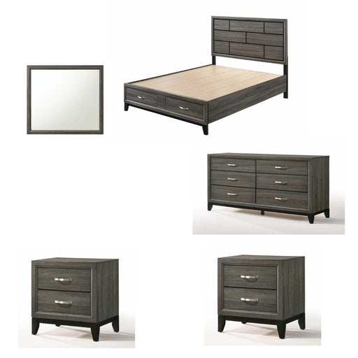 Acme Furniture - Valdemar 5 Piece Eastern King Bedroom Set w-Storage In Weathered Gray - 27057EK-5SET - GreatFurnitureDeal