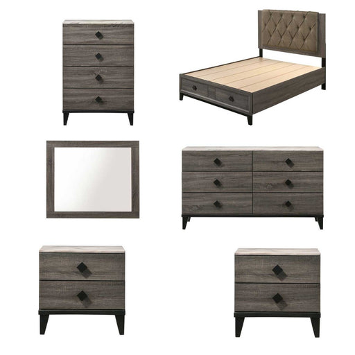 Acme Furniture - Avantika 6 Piece Eastern King Bedroom Set w-Storage In Gray Oak - 27667EK-6SET - GreatFurnitureDeal