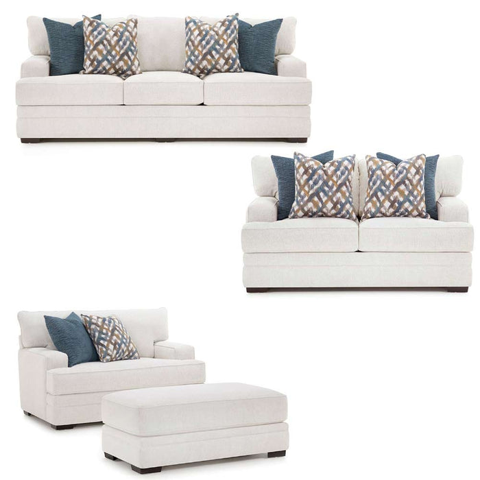 Franklin Furniture - Rowan Stationary 4 Piece Living Room Set in Orlando Snow - 95340-20-88-18-3900-09