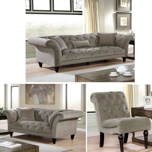 Furniture of America - Louella 3 Piece Living Room Set In Gray - CM6210GY-SLC - GreatFurnitureDeal