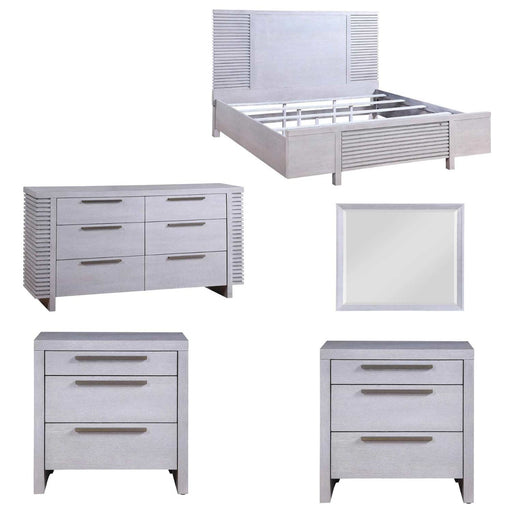 Acme Furniture - Aromas 5 Piece Queen Bedroom Set w-Storage In White Oak - 28110Q-5SET - GreatFurnitureDeal