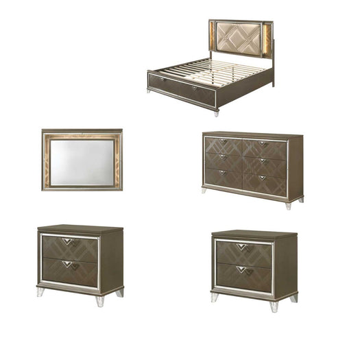 Acme Furniture - Skylar 5 Piece Queen Bedroom Set w-Storage In Dark Champagne - 25320Q-5SET - GreatFurnitureDeal