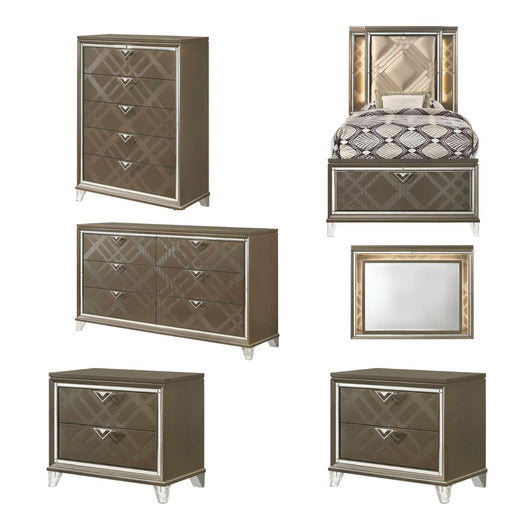Acme Furniture - Skylar 6 Piece Full Bedroom Set w-Storage In Dark Champagne - 25335F-6SET - GreatFurnitureDeal