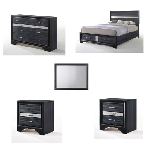 Acme Furniture - Naima 5 Piece Eastern King Bedroom Set w-Storage In Black - 25897EK-5SET - GreatFurnitureDeal