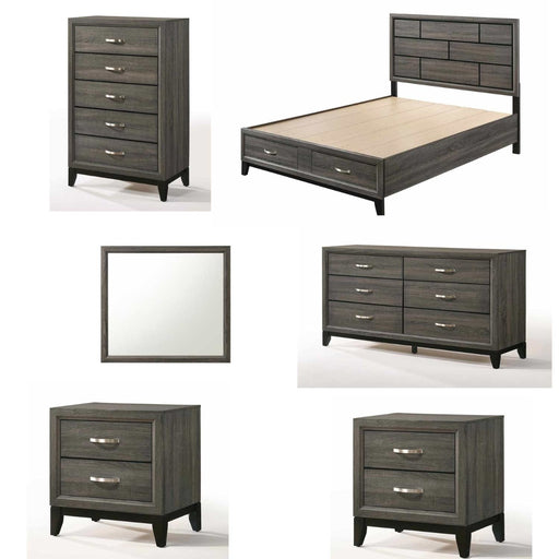 Acme Furniture - Valdemar 6 Piece Eastern King Bedroom Set w-Storage In Weathered Gray - 27057EK-6SET - GreatFurnitureDeal