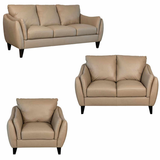 Mariano Italian Leather Furniture - Molly 3 Piece Living Room Set in Taupe - Molly-SLC - GreatFurnitureDeal