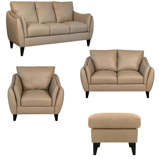 Mariano Italian Leather Furniture - Molly 4 Piece Living Room Set in Taupe - Molly-SLCO - GreatFurnitureDeal