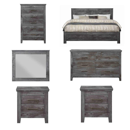 Acme Furniture - Vidalia 6 Piece Eastern King Bedroom Set In Rustic Gray Oak - 27317EK-6SET - GreatFurnitureDeal