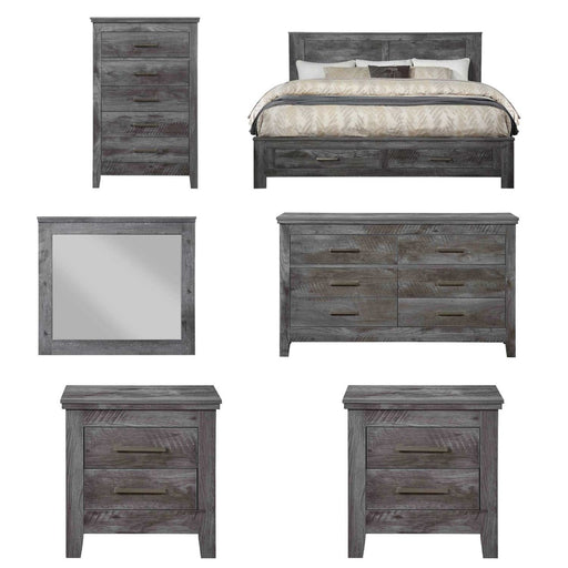 Acme Furniture - Vidalia 6 Piece Eastern King Bedroom Set w-Storage In Rustic Gray Oak - 27327EK-6SET - GreatFurnitureDeal